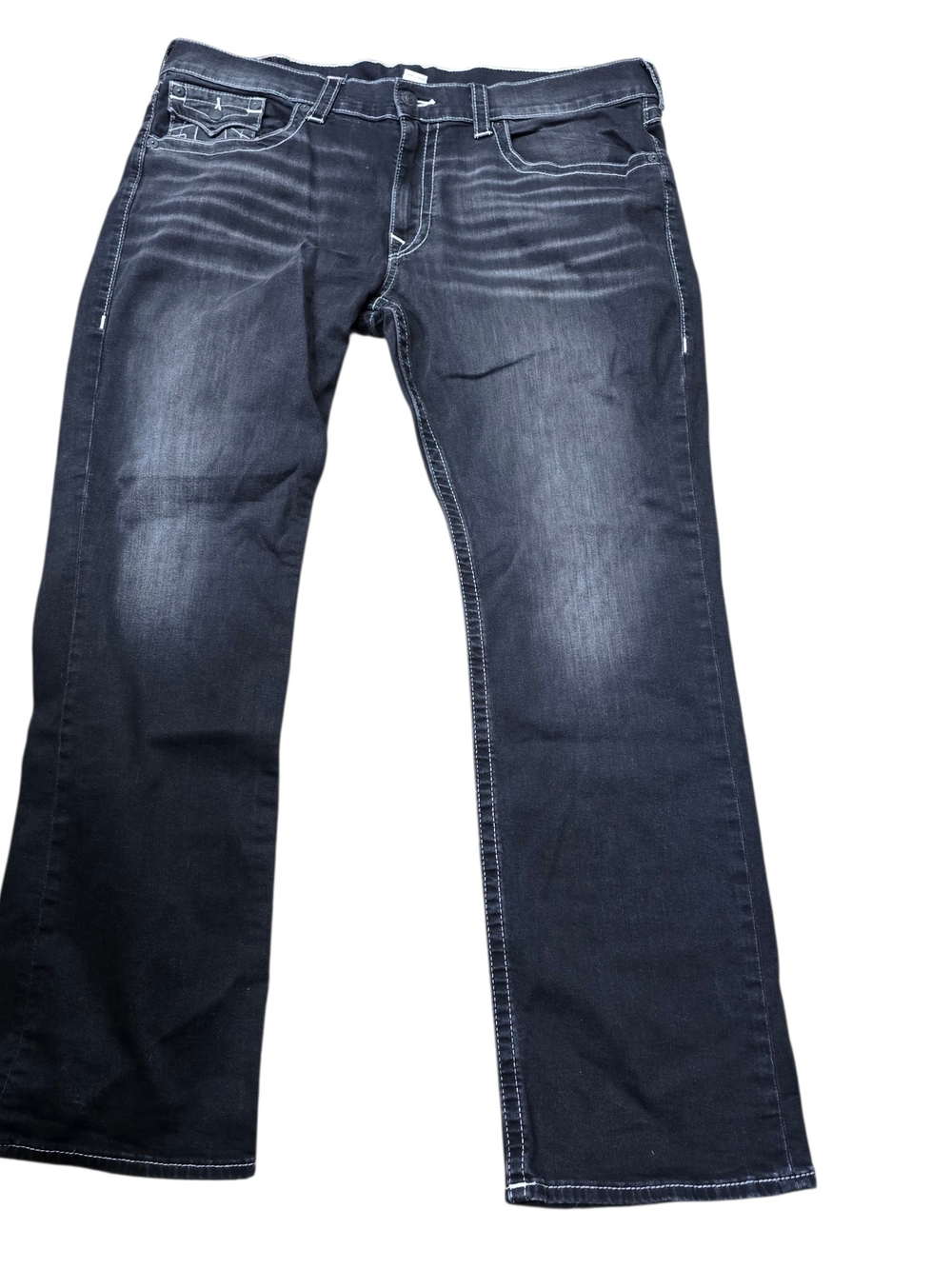 True Religion Men’s Jeans 42x34 Black Western Flap Pocket White Stitching